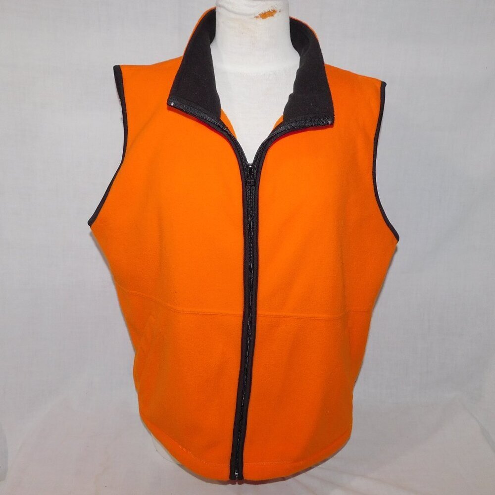 VTG 90s Northern Reflections Orange Micro Fleece Full Zip Vest Bright Womens XL